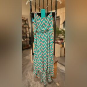 Lette USA Chevron Print Maxi / Midi Dress — Size M — Strappy Summer Statement